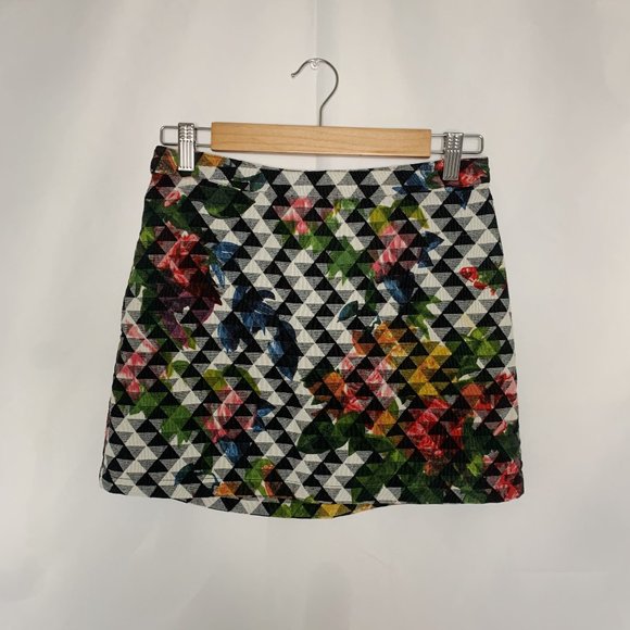Topshop Mini Skirt Size 6 Colorful Floral - Picture 1 of 4